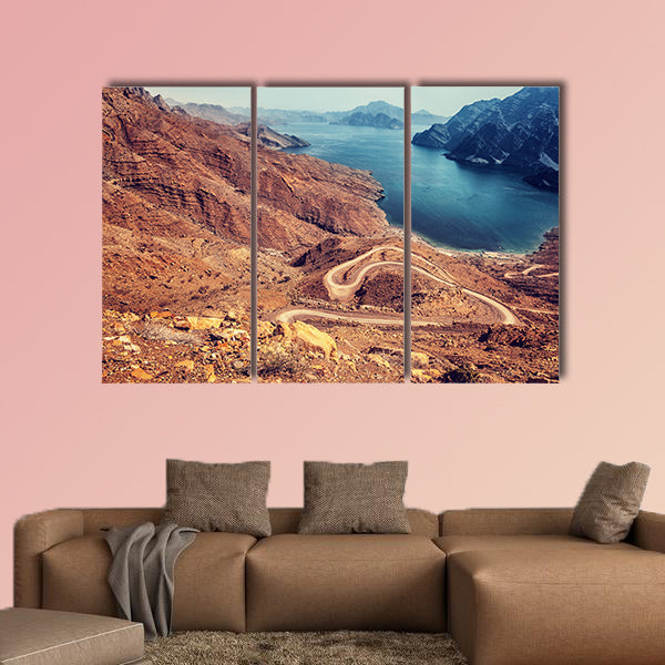  Beautiful landscape, curve road in dry Arabian mountains over sea wall art