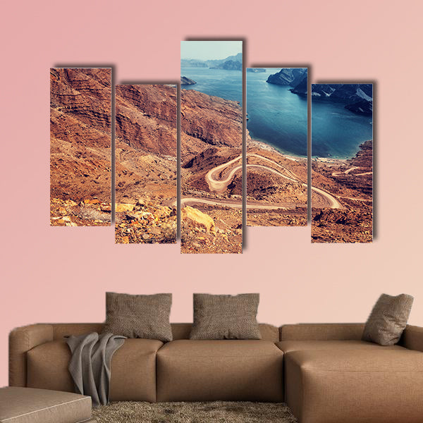  Beautiful landscape, curve road in dry Arabian mountains over sea wall art