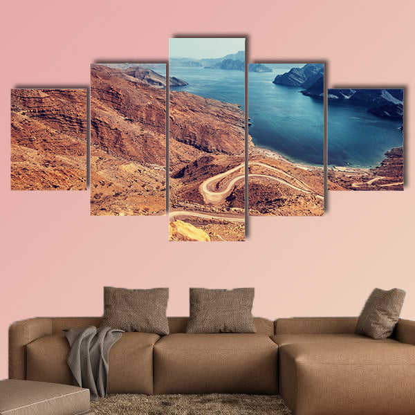  Beautiful landscape, curve road in dry Arabian mountains over sea wall art