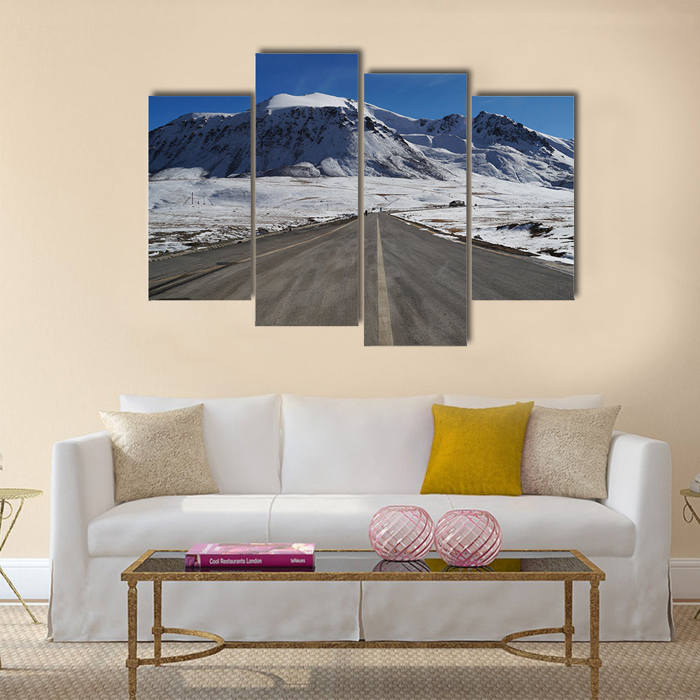 Road at Khunjerab pass at china-pakistan border multi panel canvas wall art