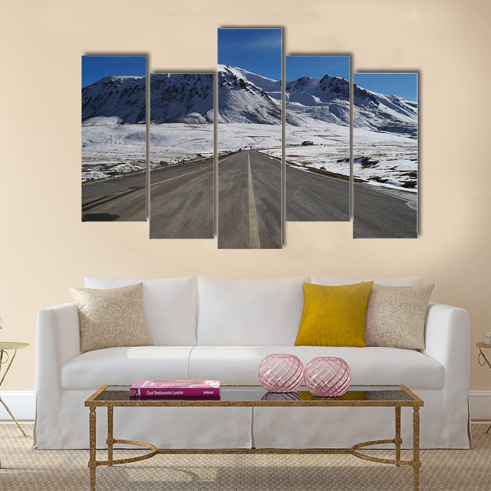 Road at Khunjerab pass at china-pakistan border multi panel canvas wall art