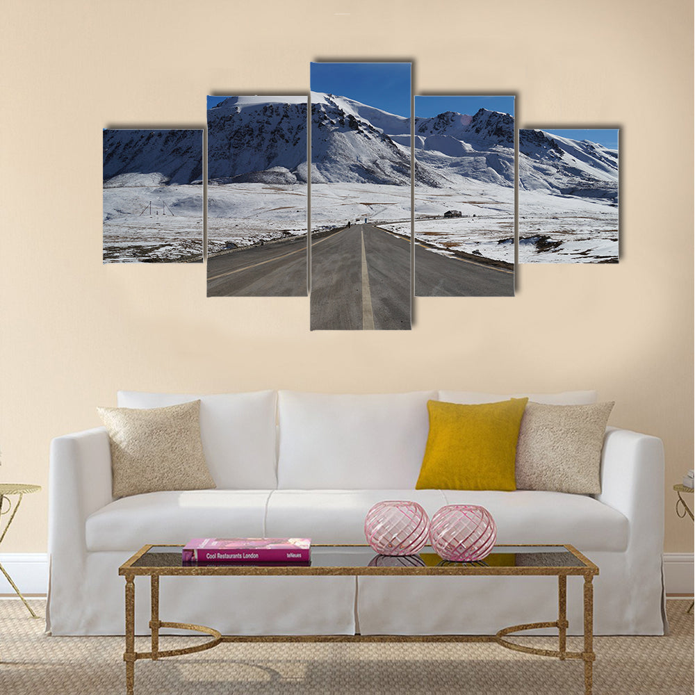 Road at Khunjerab pass at china-pakistan border multi panel canvas wall art