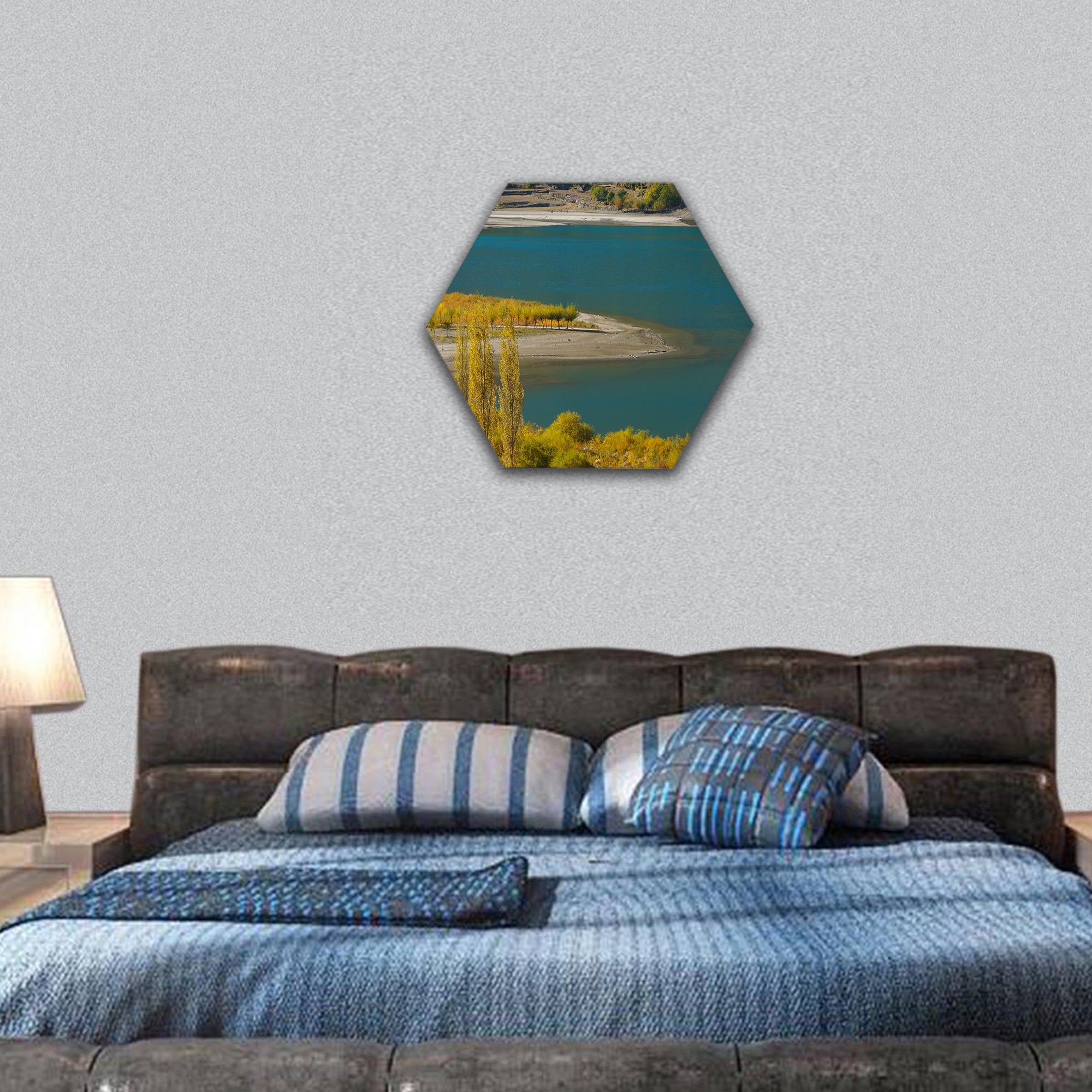Beautiful Khalti Lake in Northern area of Pakistan hexagonal canvas wall art