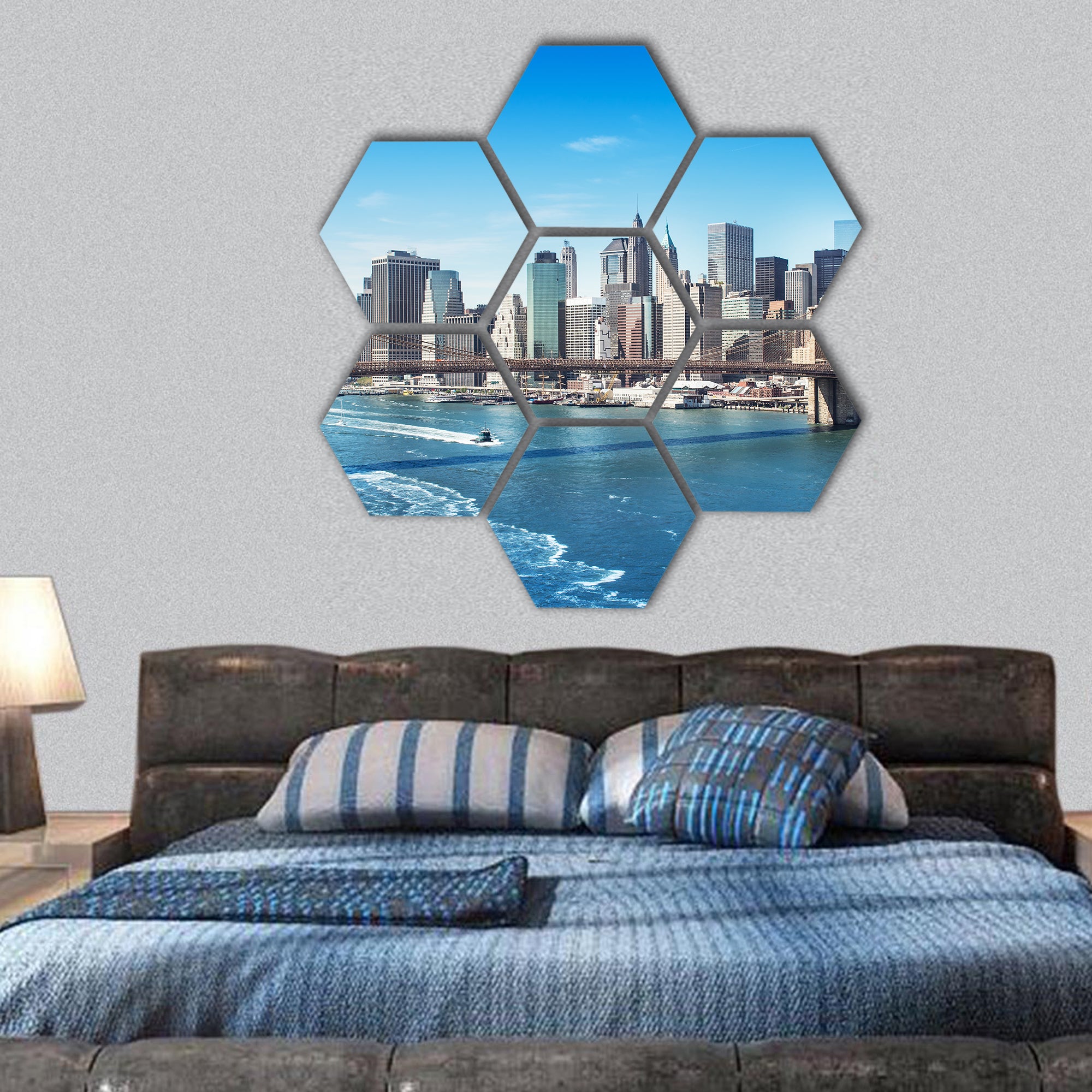 Manhattan New York hexagonal canvas wall art