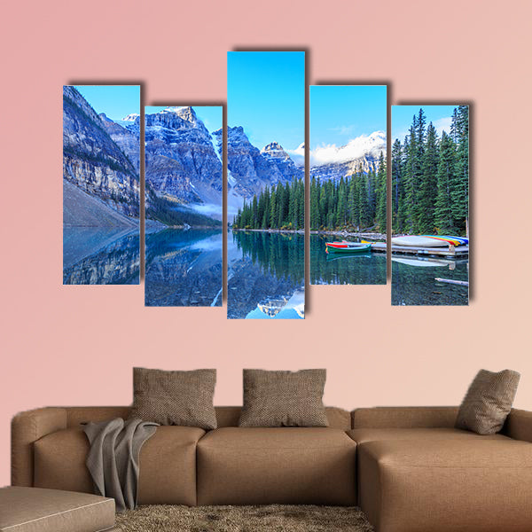 Moraine Lake, Banff National Park, Alberta, Canada Multi panel canvas wall art