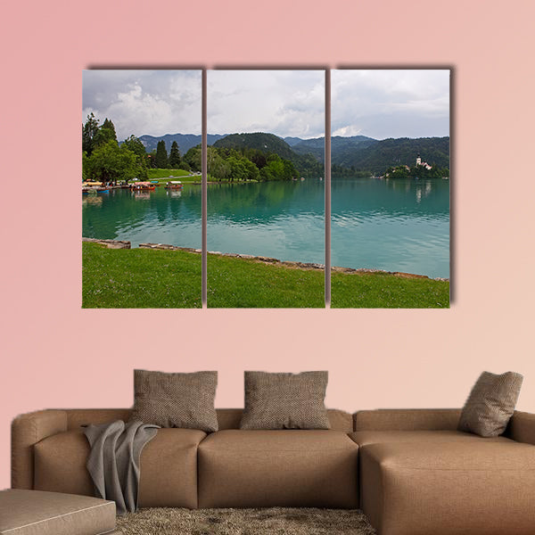 Catholic Church situated on an island on Bled Lake, Slovenia wall art