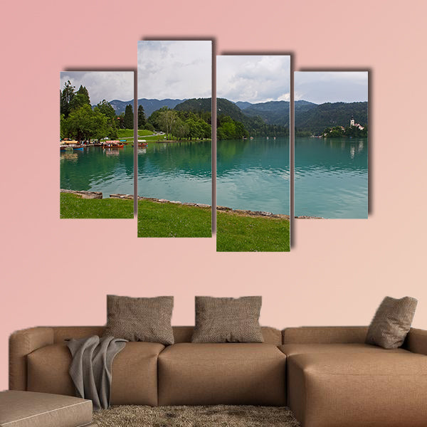 Catholic Church situated on an island on Bled Lake, Slovenia wall art