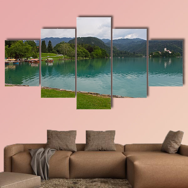 Catholic Church situated on an island on Bled Lake, Slovenia wall art