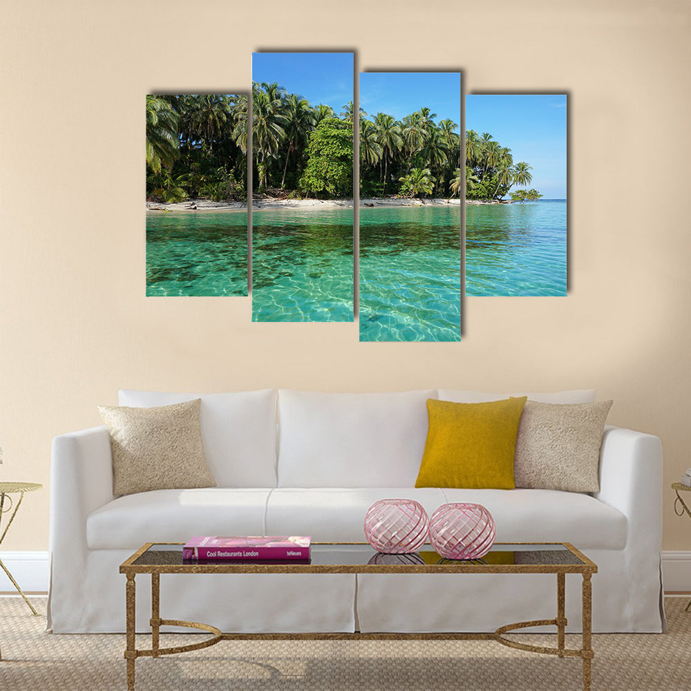 Pristine Caribbean island in the marine park of Bastimentos in Panama Multi panel canvas wall art