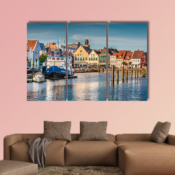 Beautiful view of the old town of Husum, Germany multi panel canvas wall art
