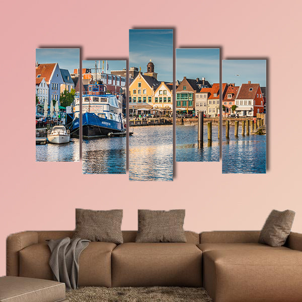 Beautiful view of the old town of Husum, Germany multi panel canvas wall art
