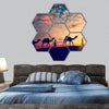 Thar desert on sunset, India hexagonal canvas wall art