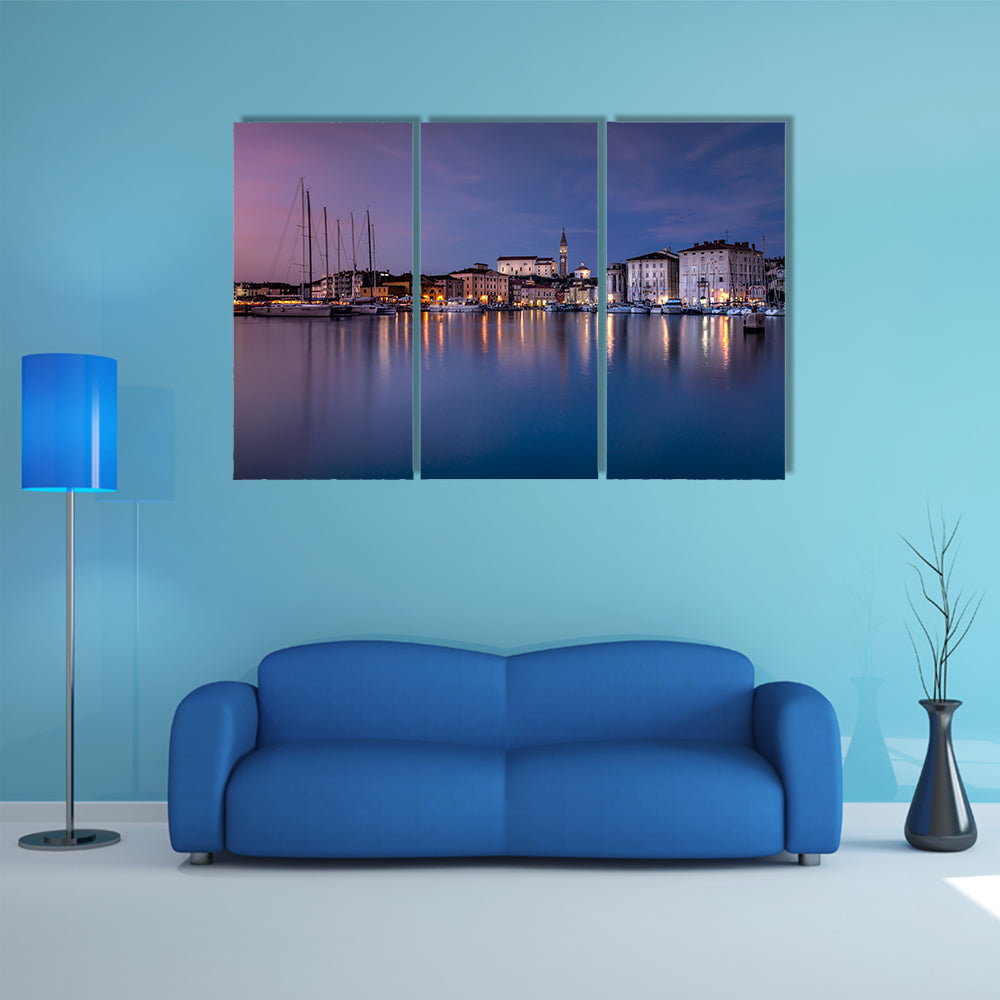 The Old coast town Piran at sunset multi panel canvas wall art