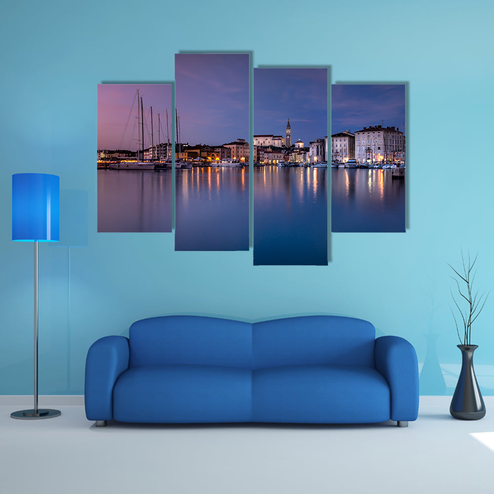 The Old coast town Piran at sunset multi panel canvas wall art