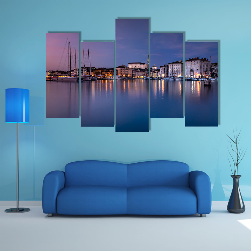 The Old coast town Piran at sunset multi panel canvas wall art