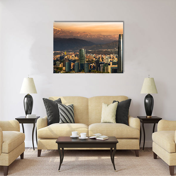 View of Santiago de Chile with Los Andes mountain range Multi panel canvas wall art