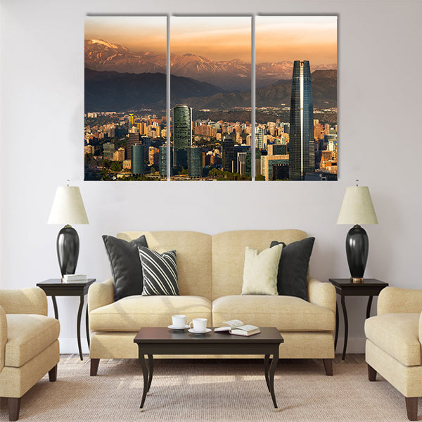 View of Santiago de Chile with Los Andes mountain range Multi panel canvas wall art