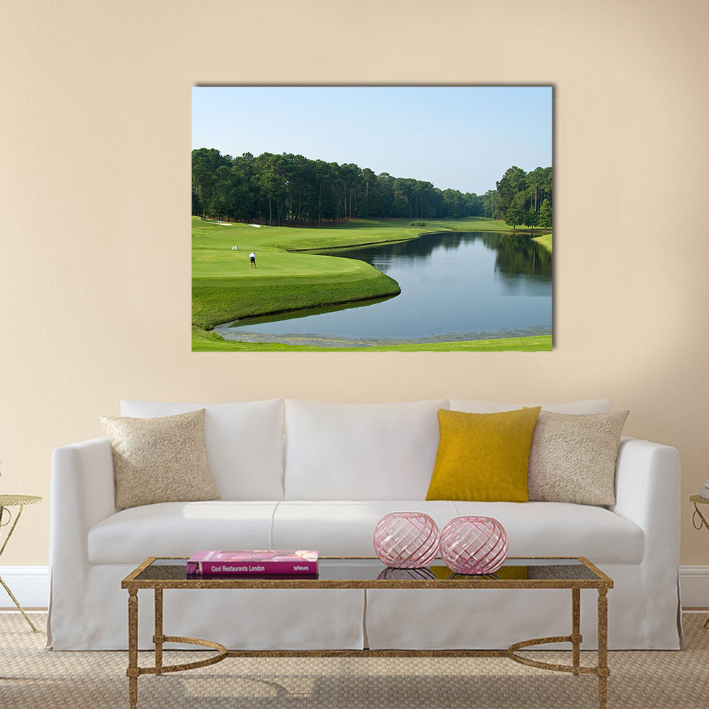 A lone golfer on this beautiful Myrtle Beach Multi panel canvas wall art