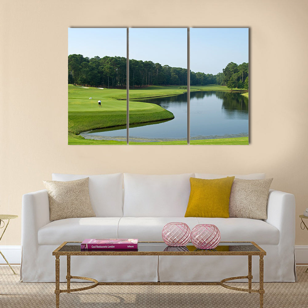 A lone golfer on this beautiful Myrtle Beach Multi panel canvas wall art