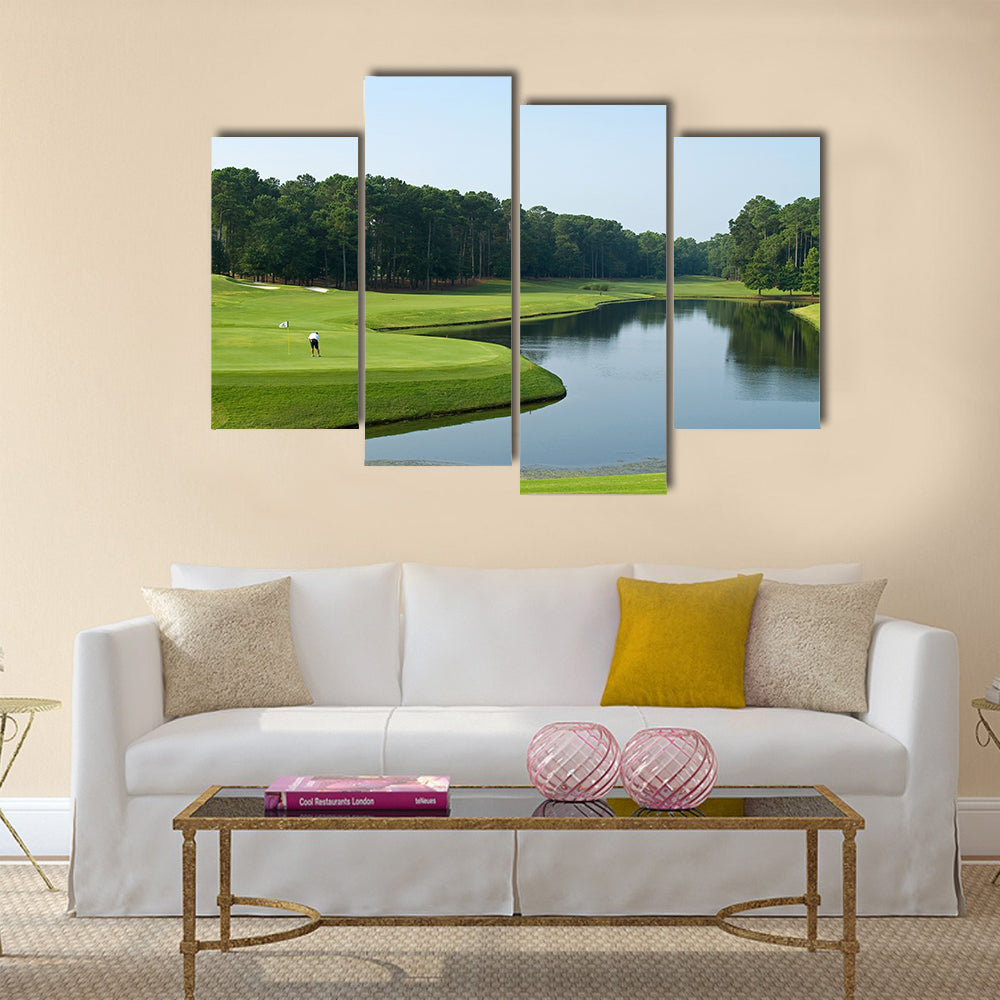 A lone golfer on this beautiful Myrtle Beach Multi panel canvas wall art