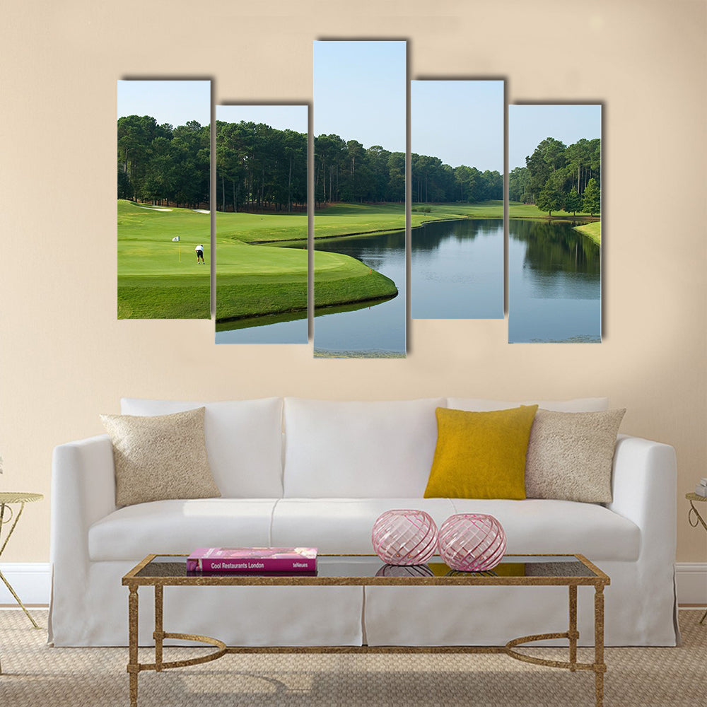 A lone golfer on this beautiful Myrtle Beach Multi panel canvas wall art
