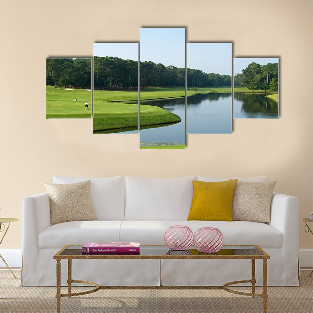 A lone golfer on this beautiful Myrtle Beach Multi panel canvas wall art