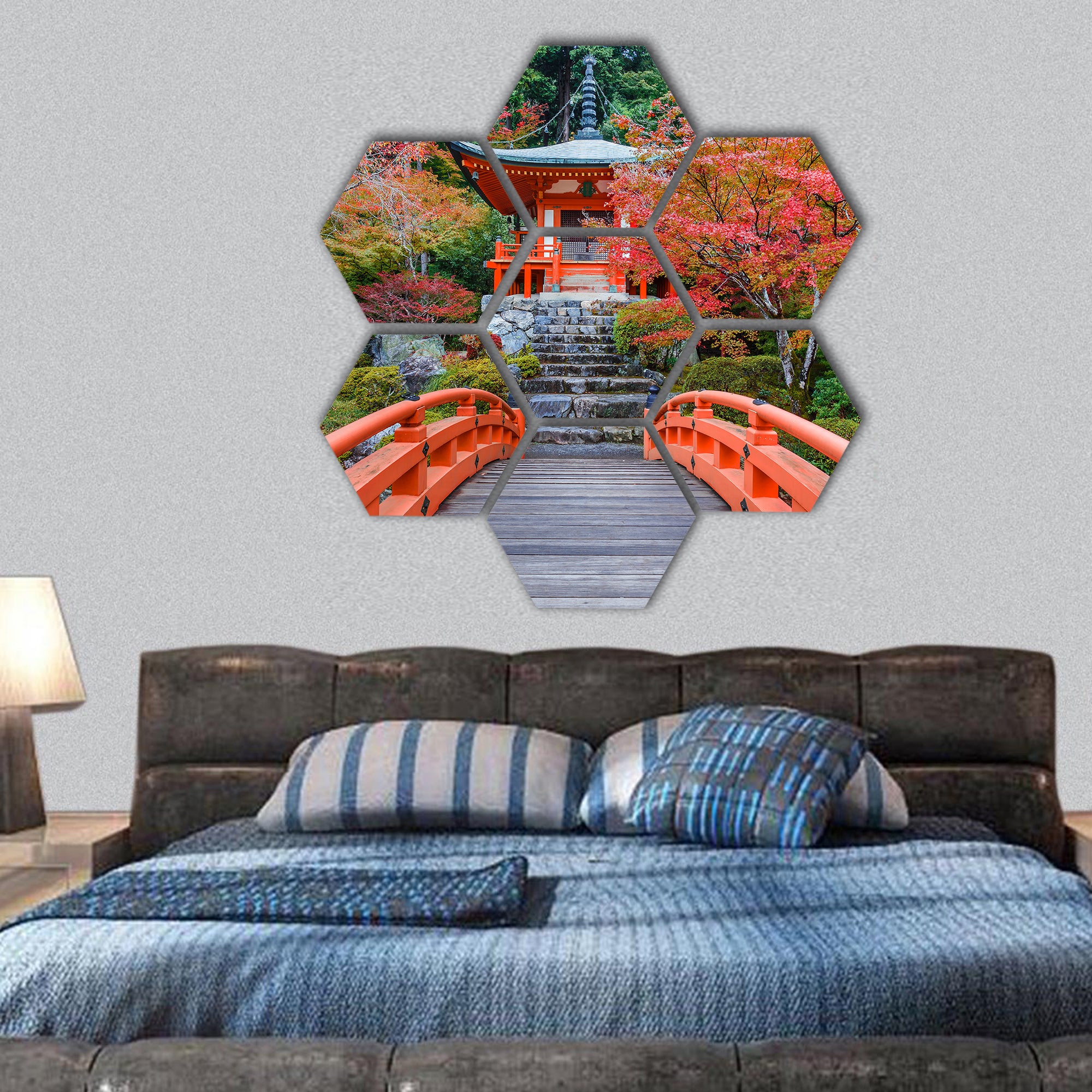 Autumn at Daigoji Temple in Kyoto, Japan hexagonal canvas wall art