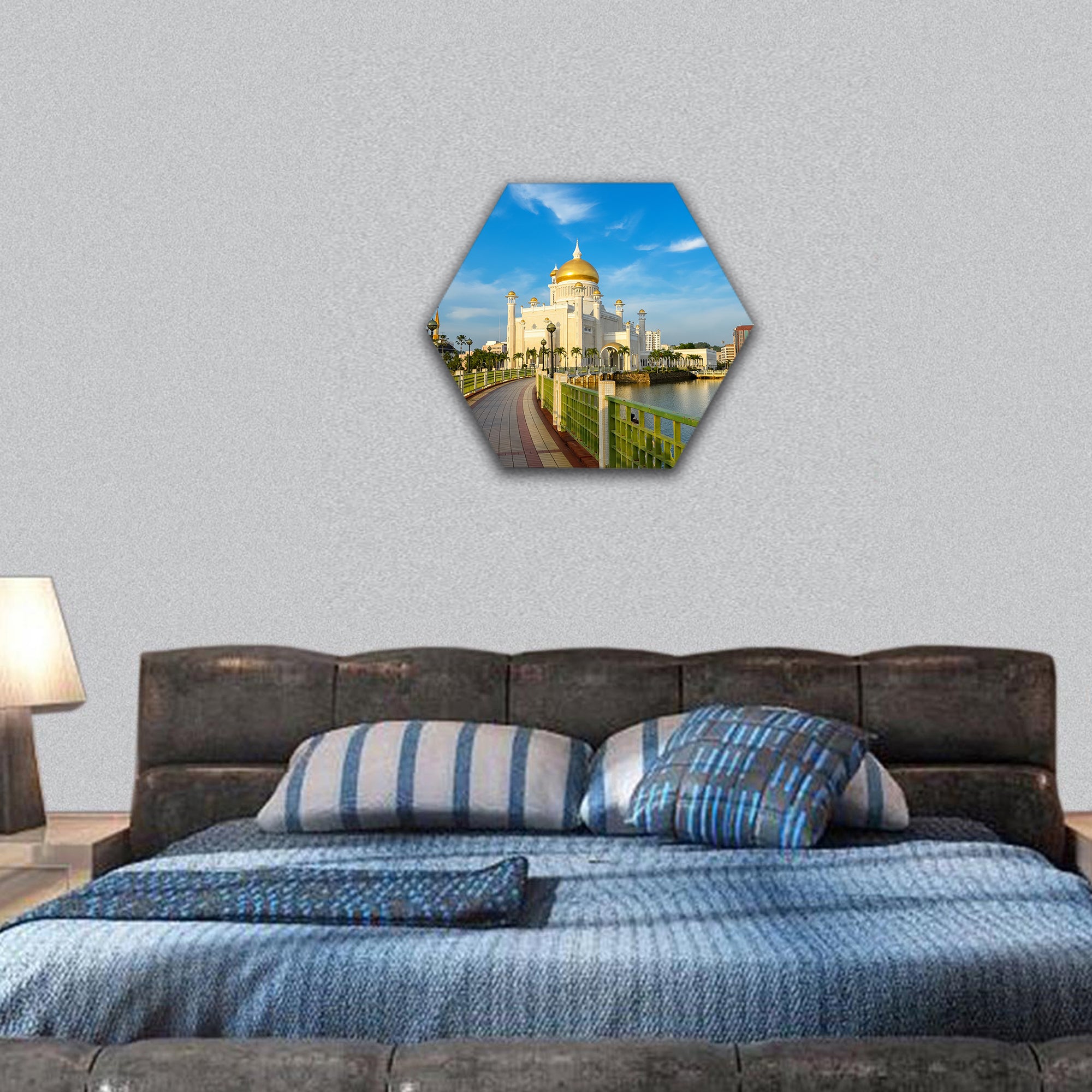 Sultan Omar Ali Saifuddin mosque, Brunei hexagonal canvas wall art