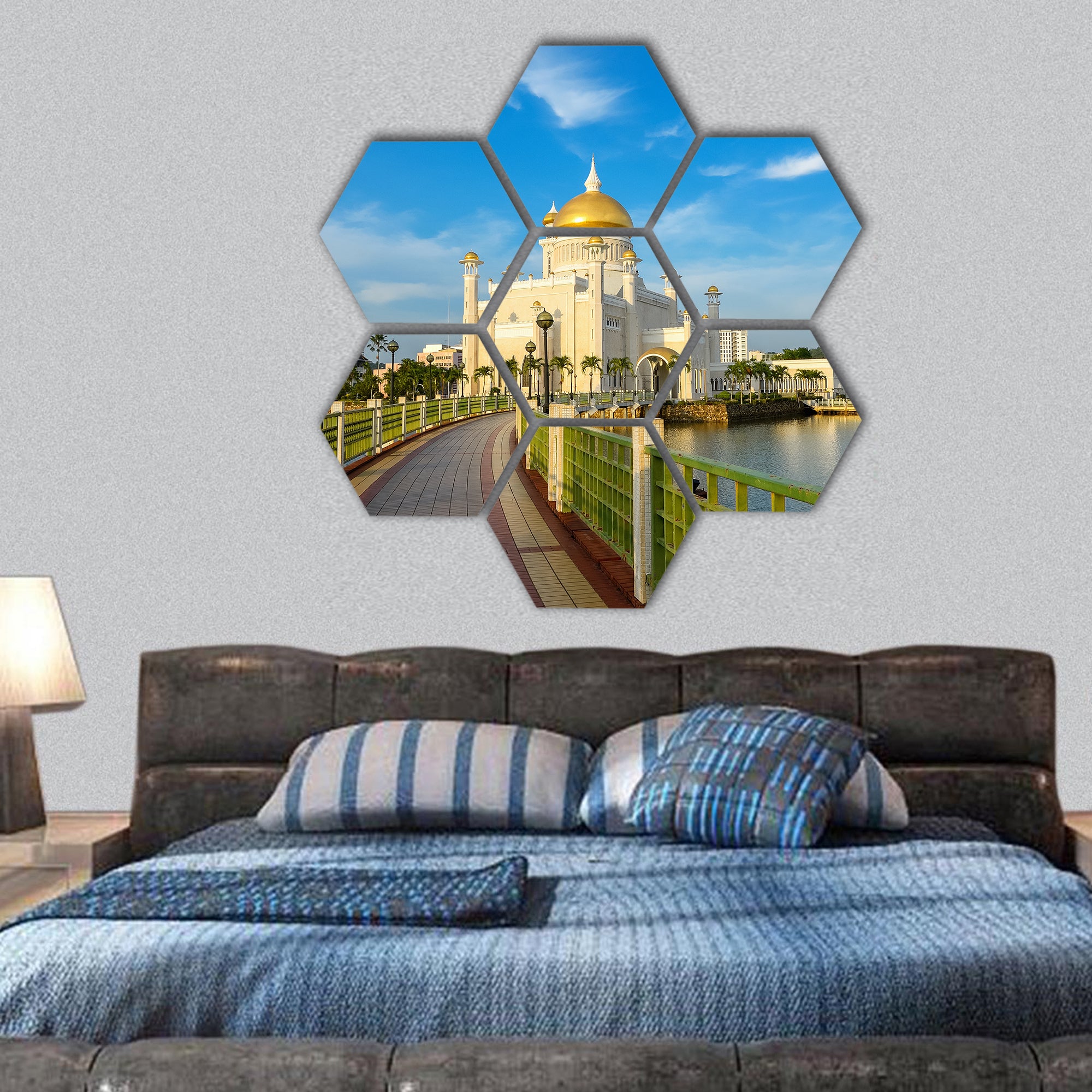 Sultan Omar Ali Saifuddin mosque, Brunei hexagonal canvas wall art