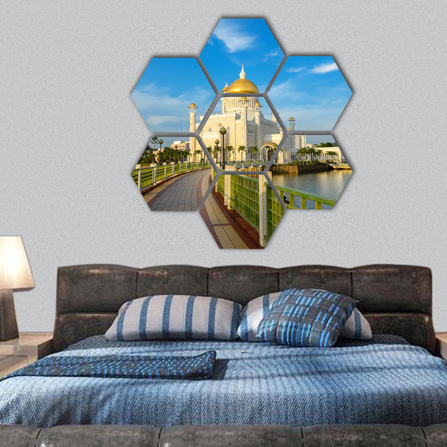 Sultan Omar Ali Saifuddin mosque, Brunei hexagonal canvas wall art