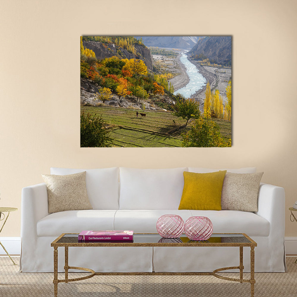 Agricultural field near Hunza Valley in Northern Pakistan multi panel canvas wall art