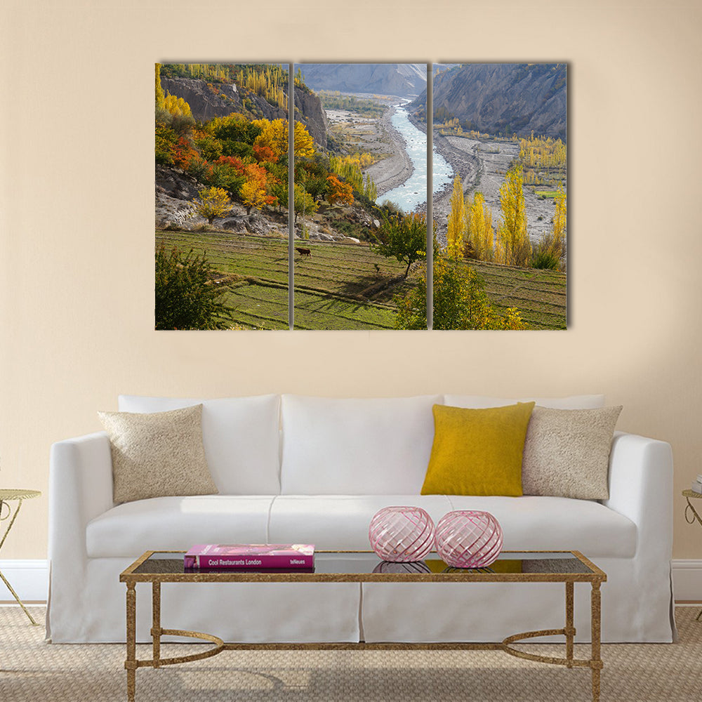 Agricultural field near Hunza Valley in Northern Pakistan multi panel canvas wall art