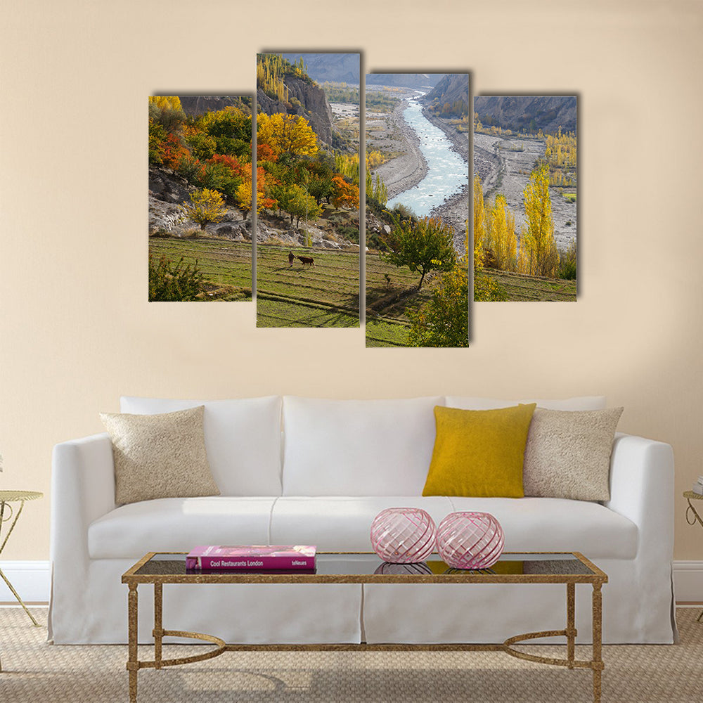 Agricultural field near Hunza Valley in Northern Pakistan multi panel canvas wall art