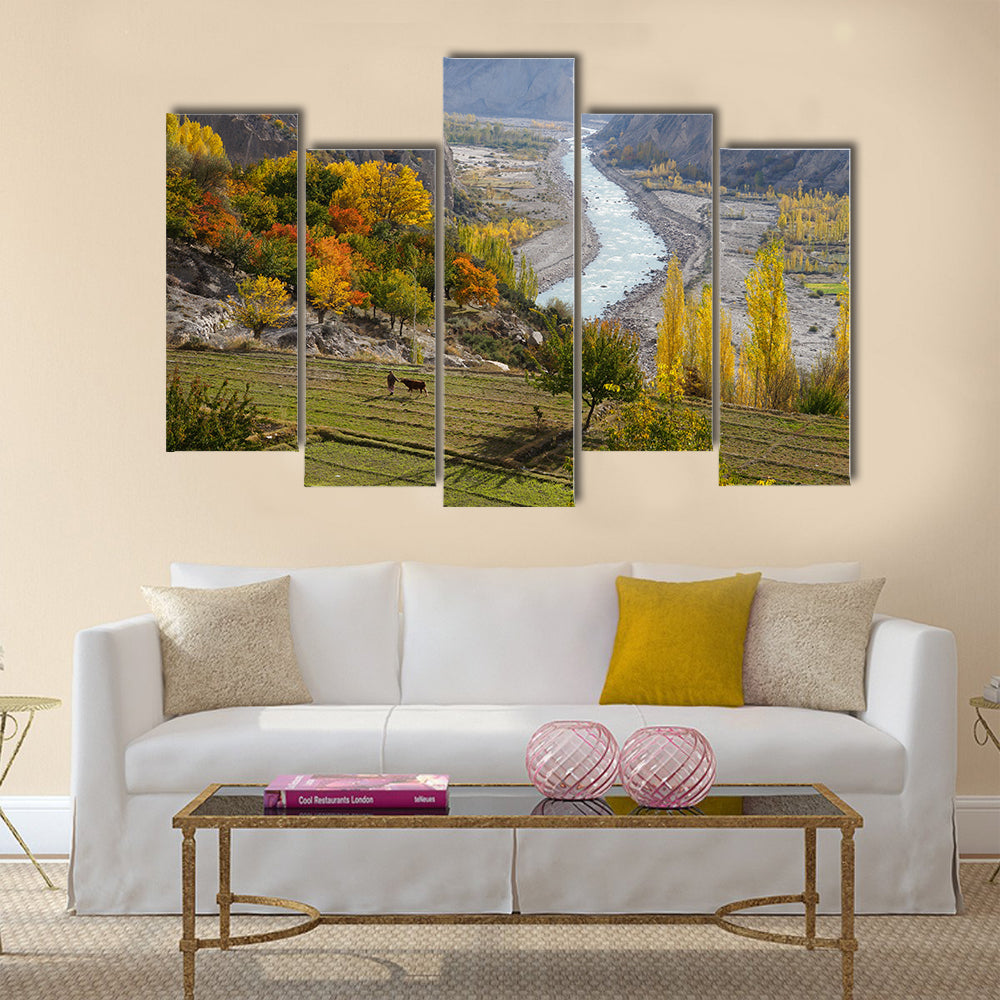 Agricultural field near Hunza Valley in Northern Pakistan multi panel canvas wall art