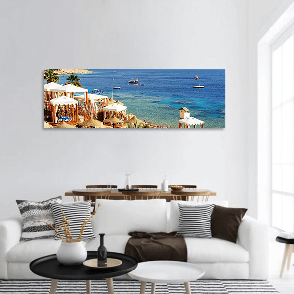 Beach at the luxury hotel, Sharm el Sheikh, Egypt panoramic canvas wall art