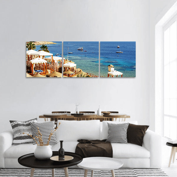 Beach at the luxury hotel, Sharm el Sheikh, Egypt panoramic canvas wall art
