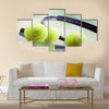 A set of tennis. Racket and ball. Studio shot Multi panel canvas wall art