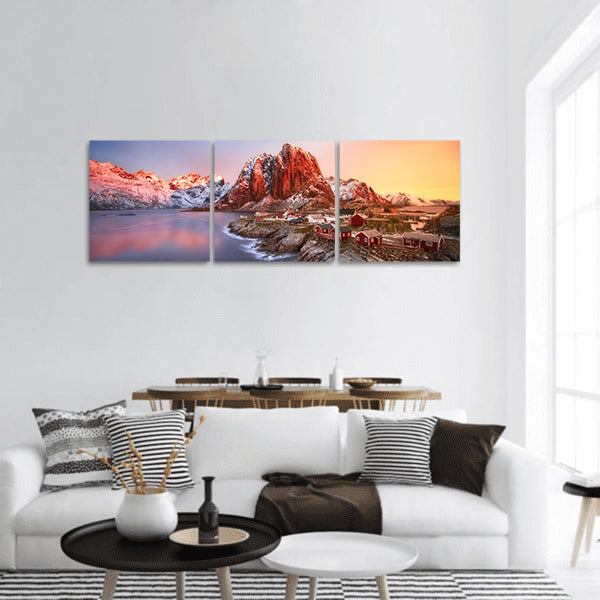 Sunrise over Hamnoy, Lofoten islands, Norway panoramic canvas wall art