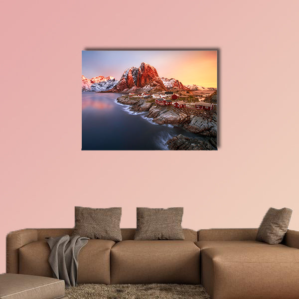 Sunrise over Hamnoy, Lofoten islands, Norway multi panel canvas wall art