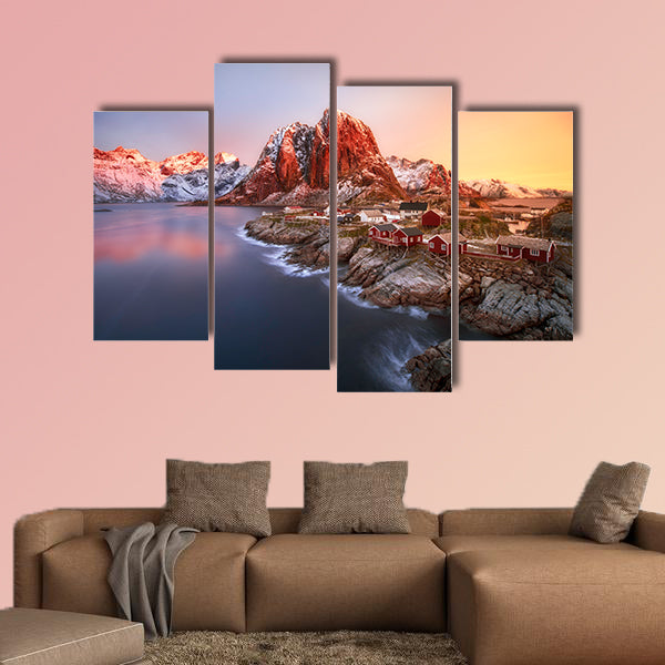 Sunrise over Hamnoy, Lofoten islands, Norway multi panel canvas wall art