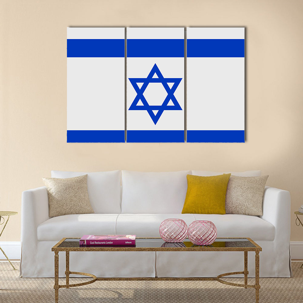 Vector Illustration of Flag of Israel Multi Panel Canvas Wall Art