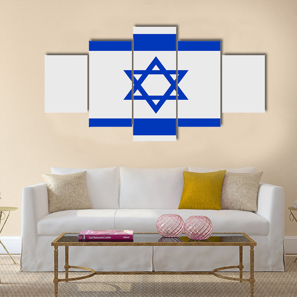Vector Illustration of Flag of Israel Multi Panel Canvas Wall Art