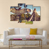 Neophron looking at the ancient ruins of the Mayan city of Tikal Central America, Guatemala Multi panel canvas wall art