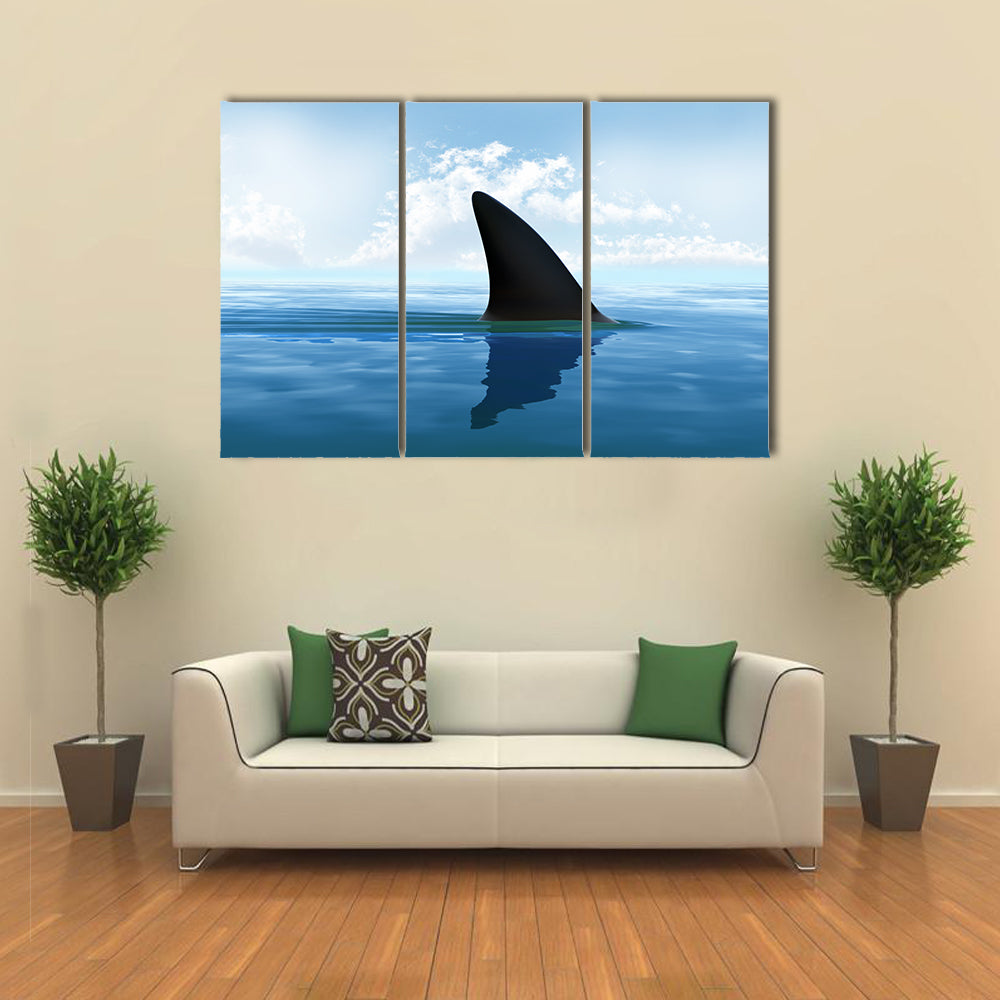 Beautiful Shark fin above water Multi Panel Canvas Wall Art