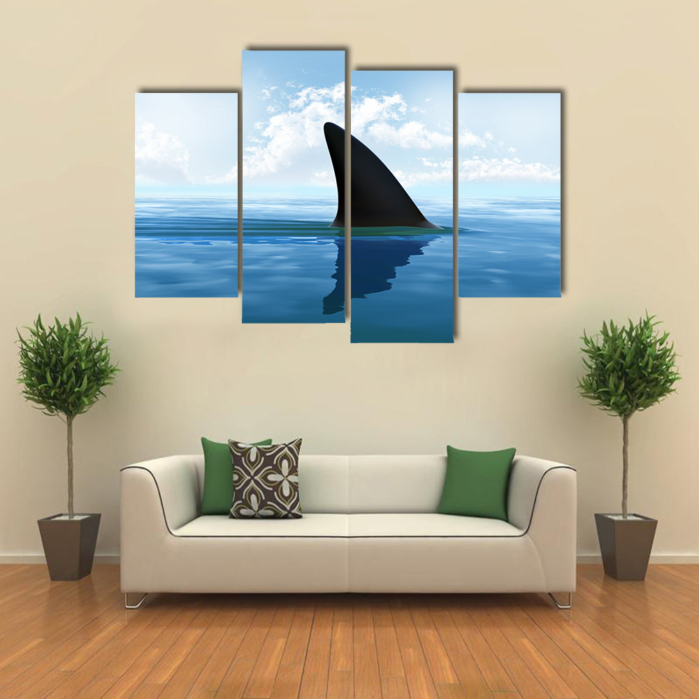 Beautiful Shark fin above water Multi Panel Canvas Wall Art