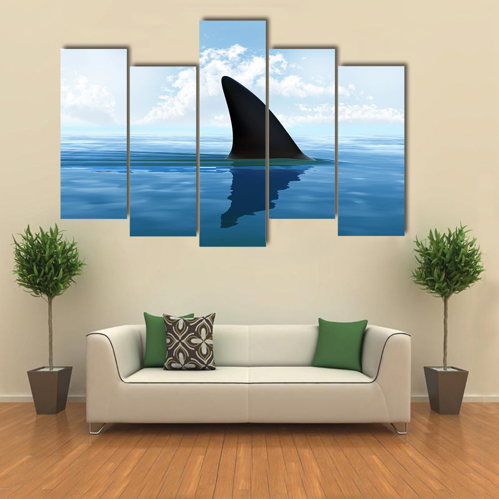 Beautiful Shark fin above water Multi Panel Canvas Wall Art