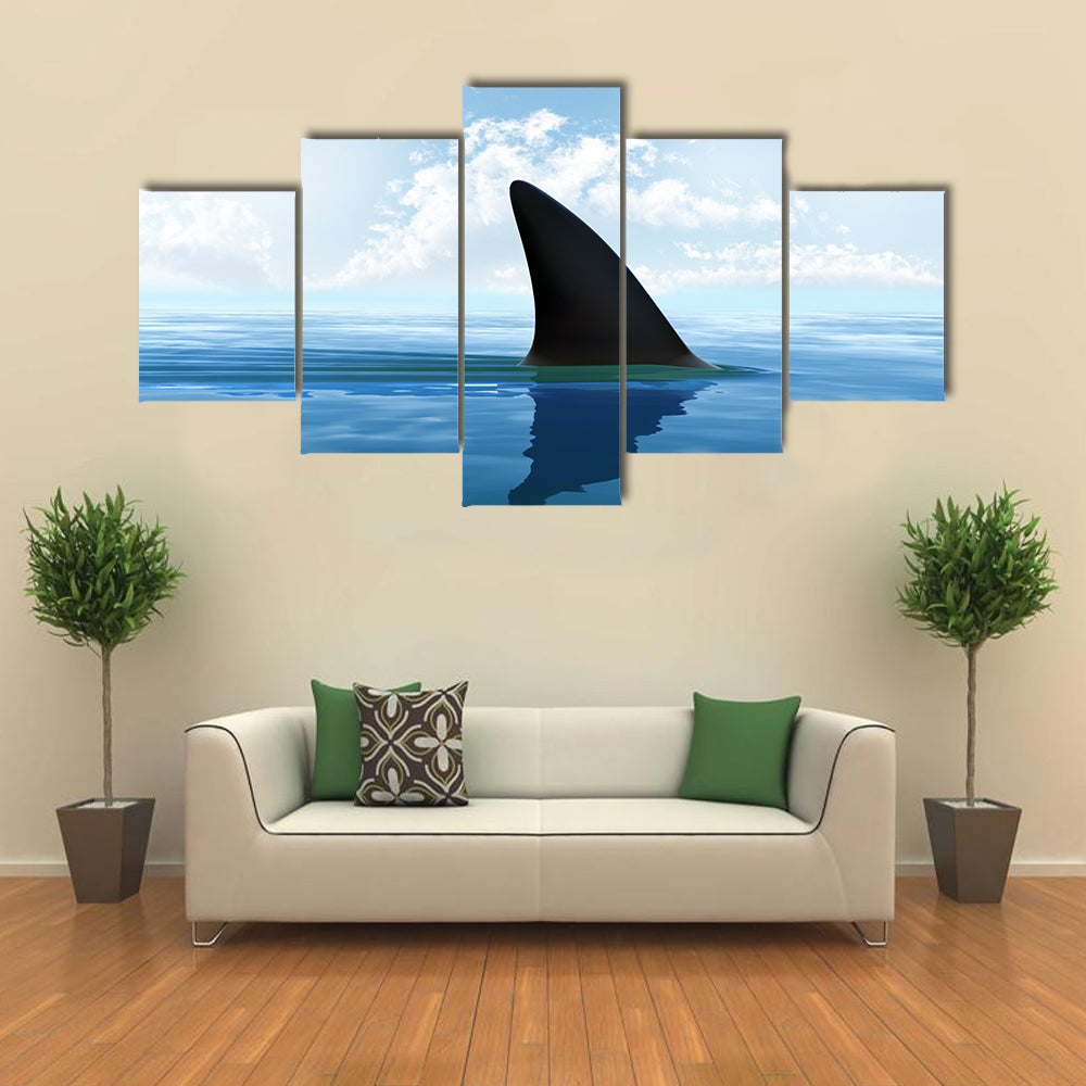 Beautiful Shark fin above water Multi Panel Canvas Wall Art