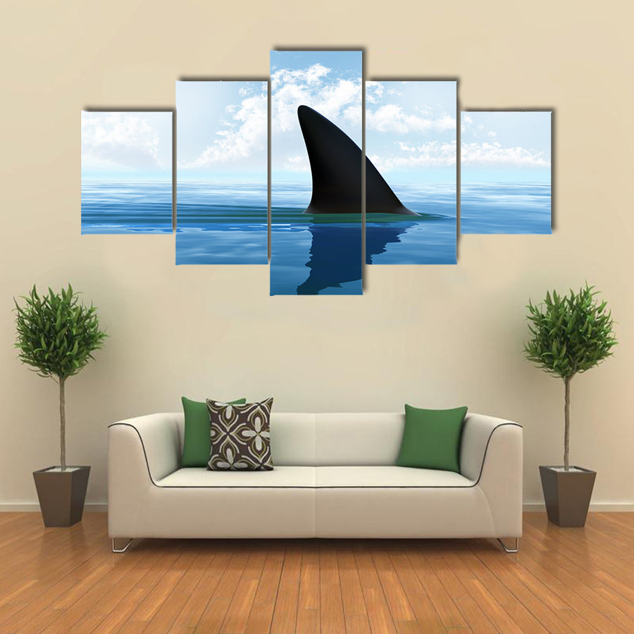 Beautiful Shark fin above water Multi Panel Canvas Wall Art