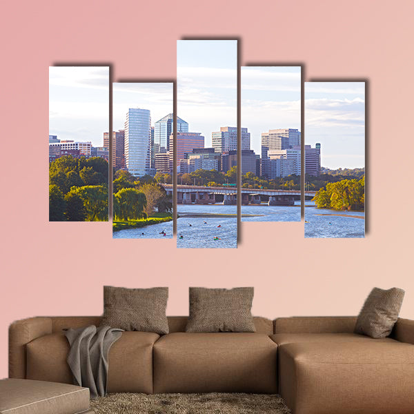 Rosslyn skyline viewed from Memorial Bridge Multi panel canvas wall art