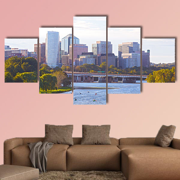 Rosslyn skyline viewed from Memorial Bridge Multi panel canvas wall art